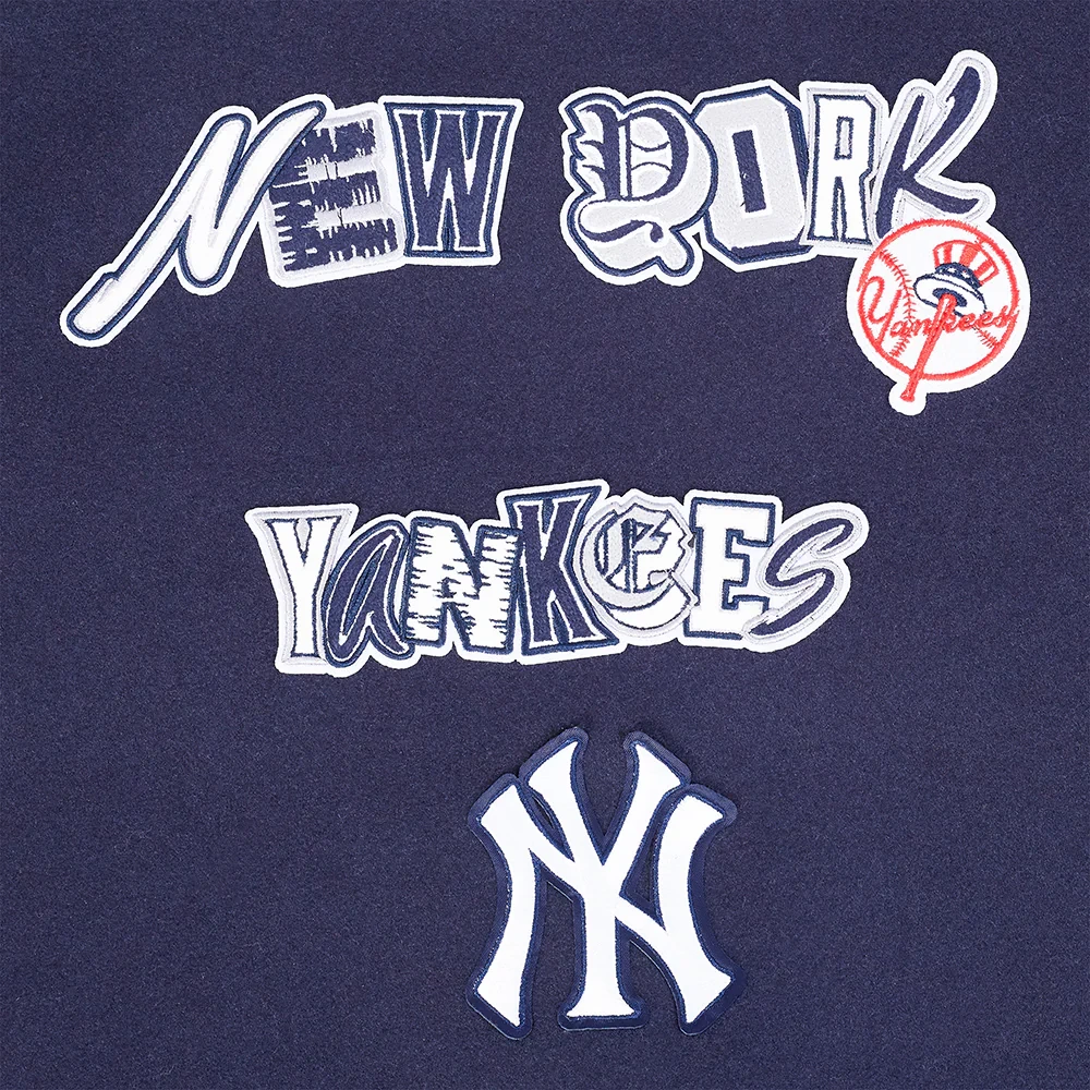 Womens new york yankees city ransom wool leather patch varsity jacket