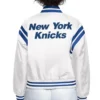 Womens ny knicks full count full snap blue satin jacket