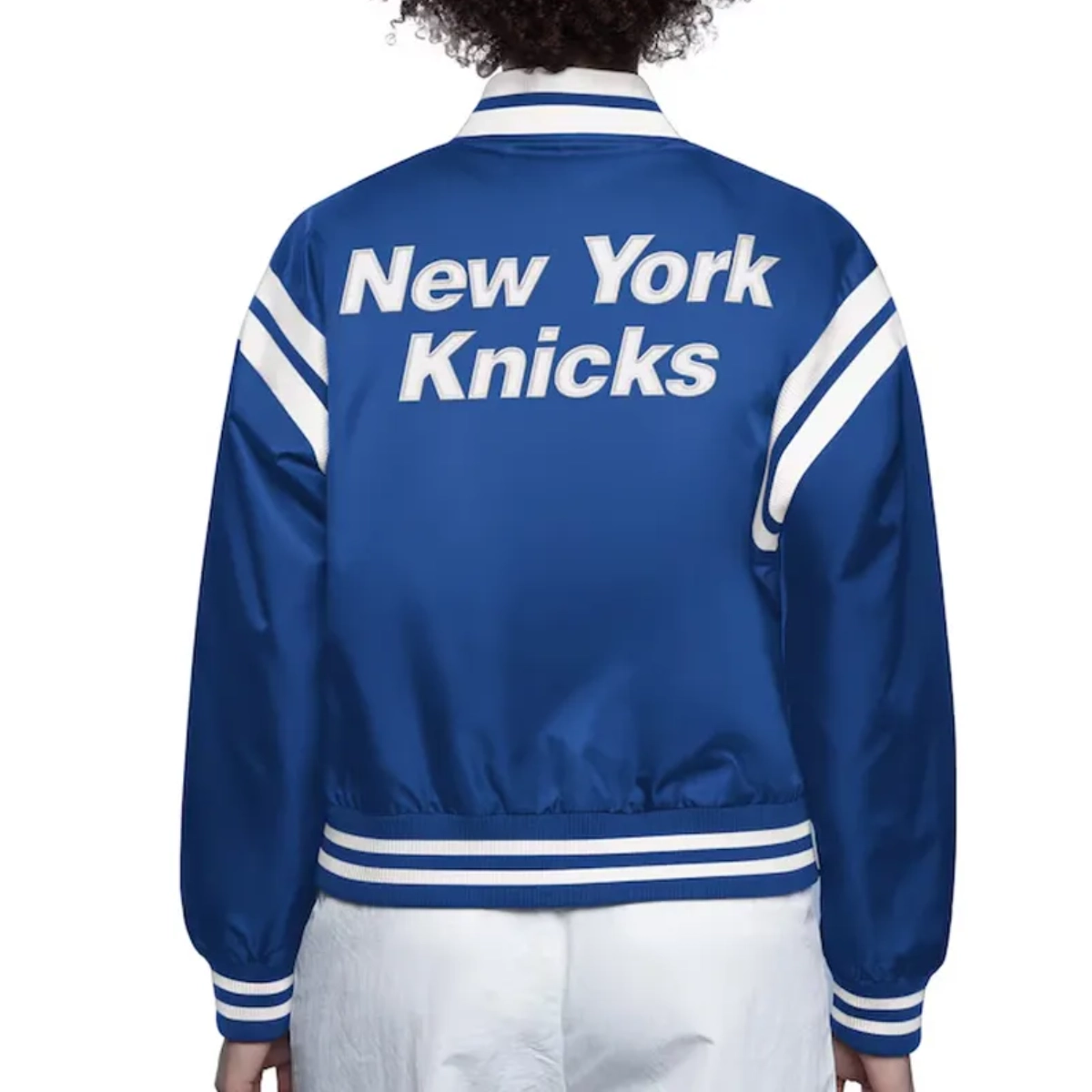 Womens ny knicks full count full snap satin jacket