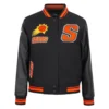 Womens phoenix suns retro classic wool leather black varsity jacket