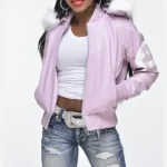 Women's 8 Ball Pink Leather Jacket