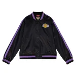 Los Angeles Lakers Women's Raglan Satin Full-Snap Black Jacket