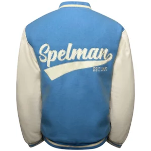 Womens spelman college jaguars letterman wool leather jacket