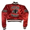 Womensclark atlanta panthers 1988 burgundy campus remix satin cropped jacket