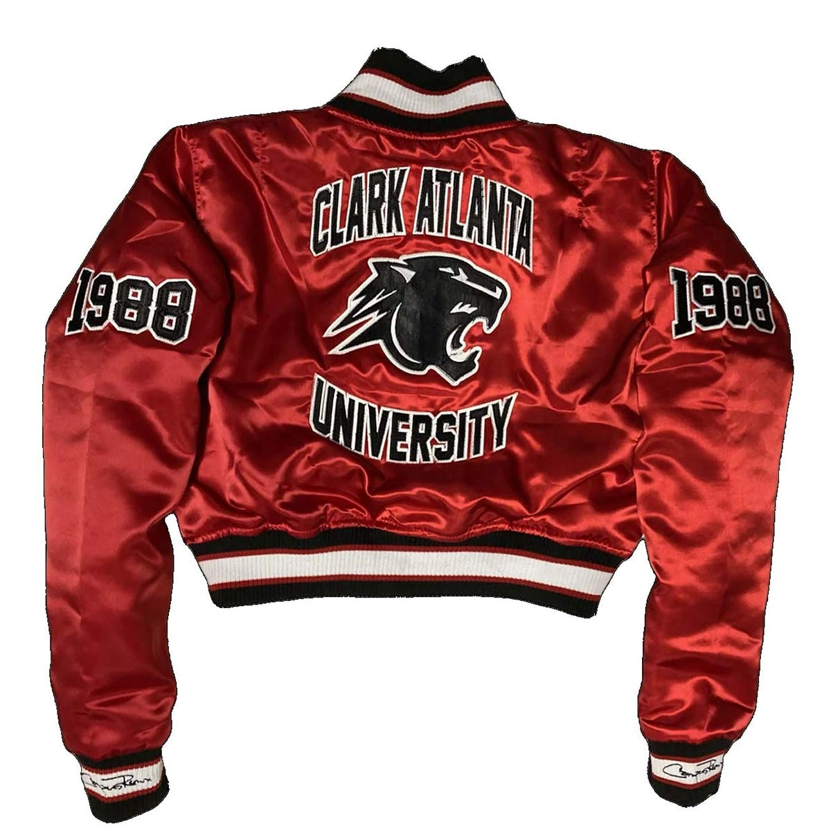 Womensclark atlanta panthers 1988 burgundy campus remix satin cropped jacket