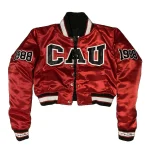 Clark Atlanta Panthers Women’s Remix Cropped Burgundy Satin Jacket