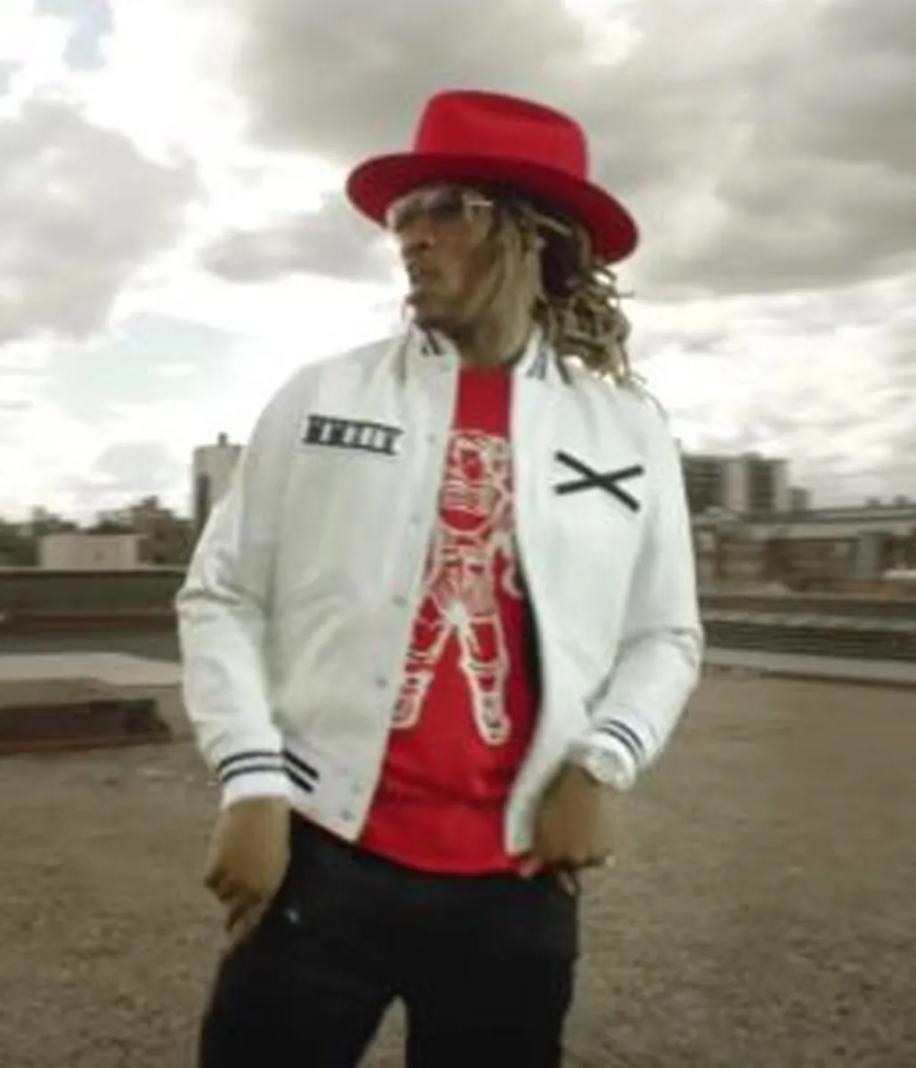 Xo future white varsity jacket