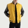 Yellow and black varsity letterman jacket 4