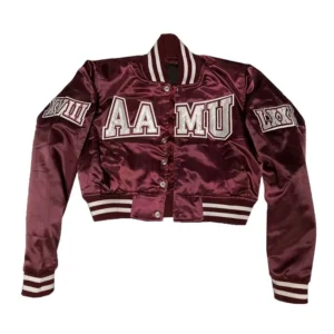 Alabama am bulldogs maroon satin varsity jacket 2