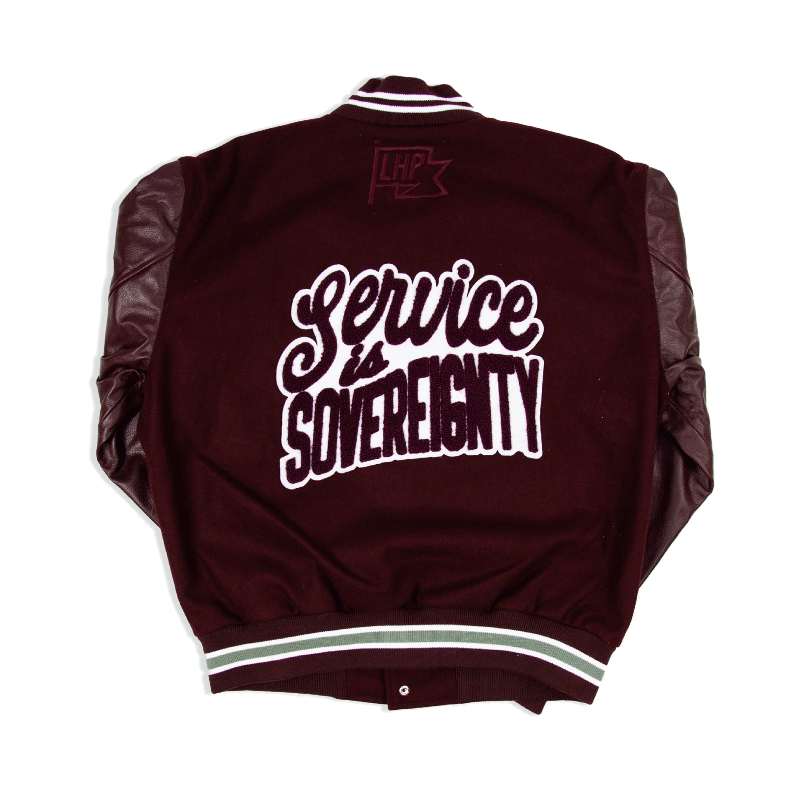 Alabama am university motto 30 wool leather varsity jacket maroon 2