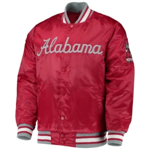 Alabama crimson o line red satin varsity jacket 2