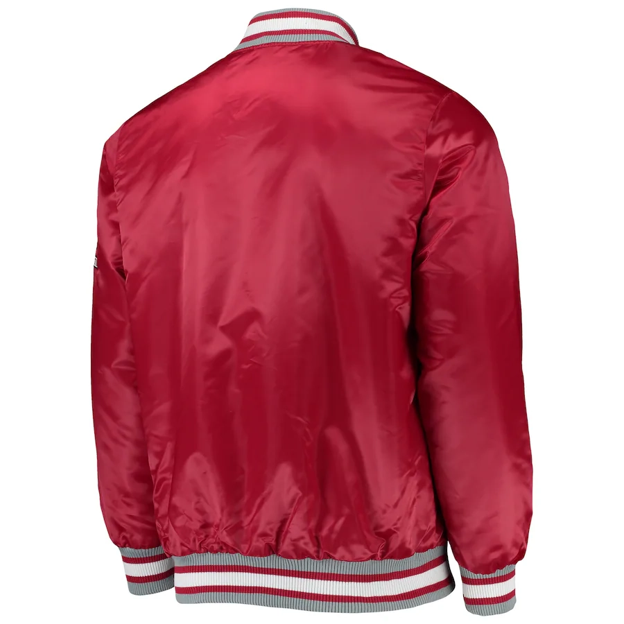 Alabama crimson o line red satin varsity jacket 3