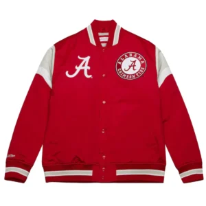 Alabama crimson tide cooperstown full snap satin varsity jacket 3