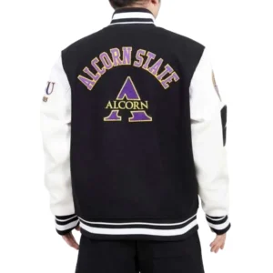 Alcorn state braves classic blackwhite wool varsity jacket