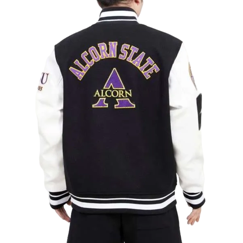 Alcorn state braves classic blackwhite wool varsity jacket