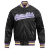 Alcorn state braves classic full snap satin black varsity jacket