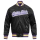 Alcorn state braves classic full snap satin black varsity jacket