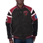 Arizona Cardinals Black Raglan Suede Leather Jacket