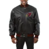 Arizona cardinals real leather black varsity jacket 1