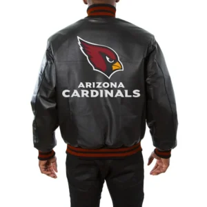 Arizona cardinals real leather black varsity jacket 2