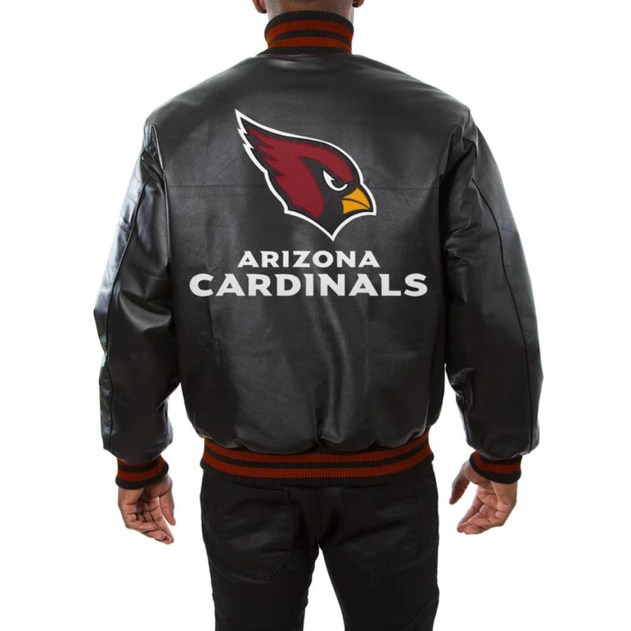 Arizona cardinals real leather black varsity jacket 2