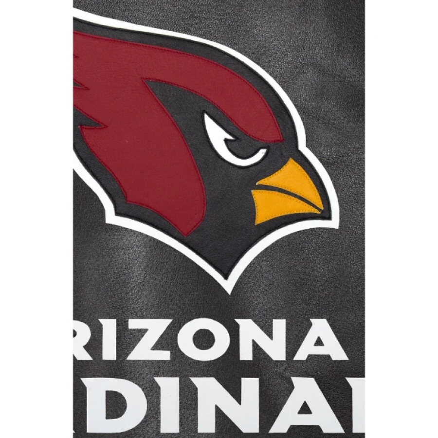 Arizona cardinals real leather black varsity jacket 4