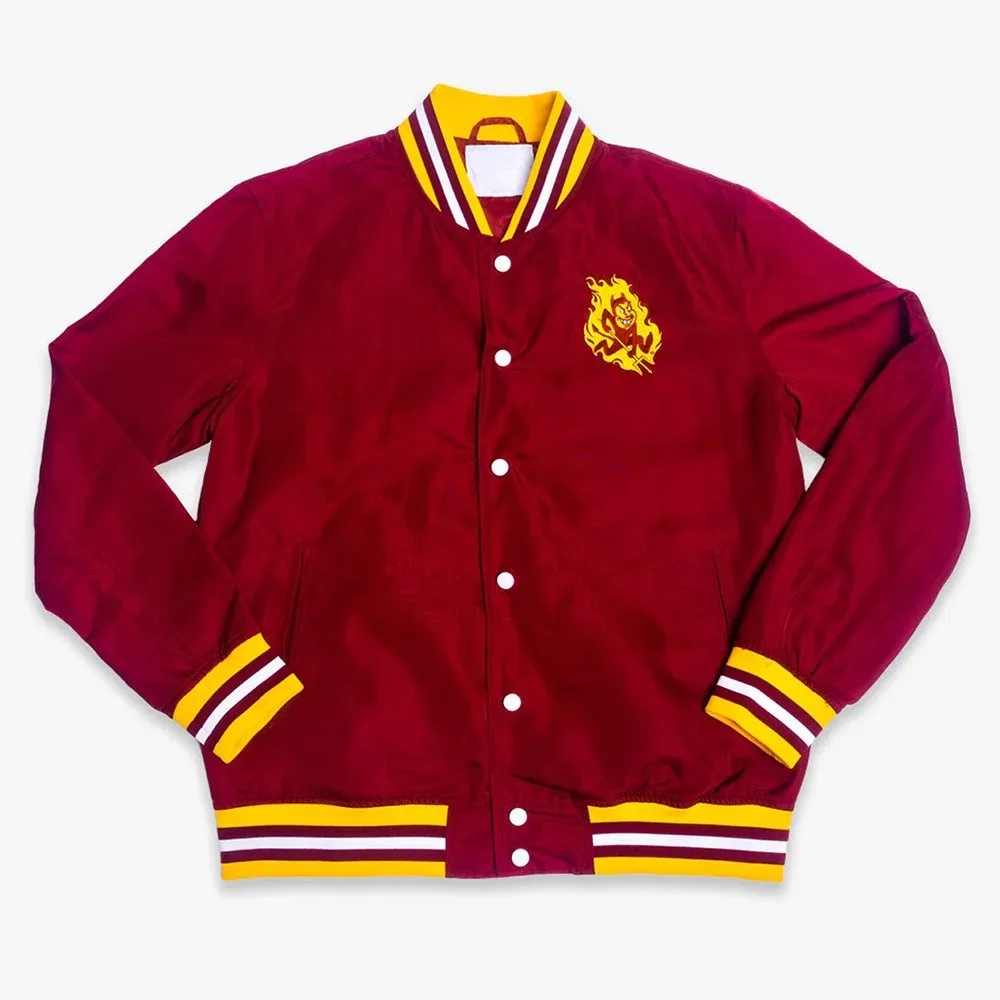 Arizona state sun devils retro bomber red satin varsity jacket 1