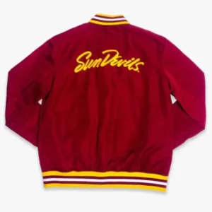 Arizona state sun devils retro bomber red satin varsity jacket 2