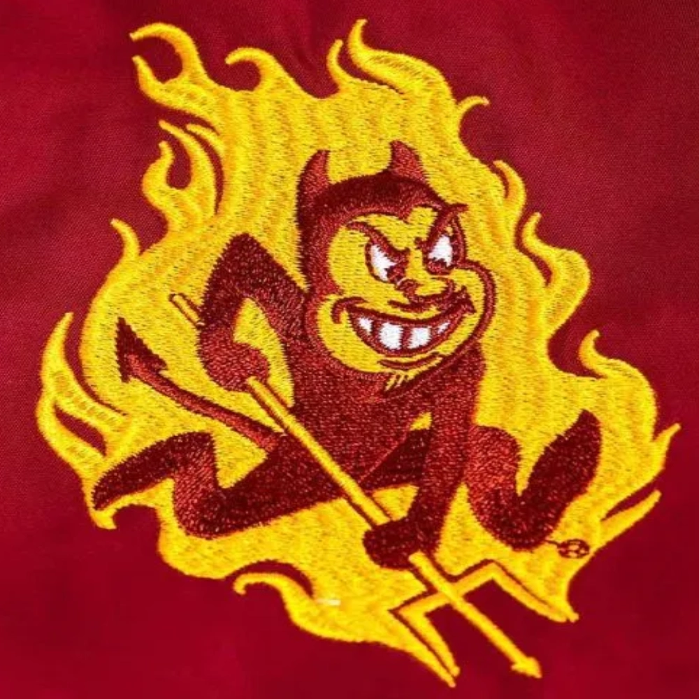 Arizona state sun devils retro bomber red satin varsity jacket 3
