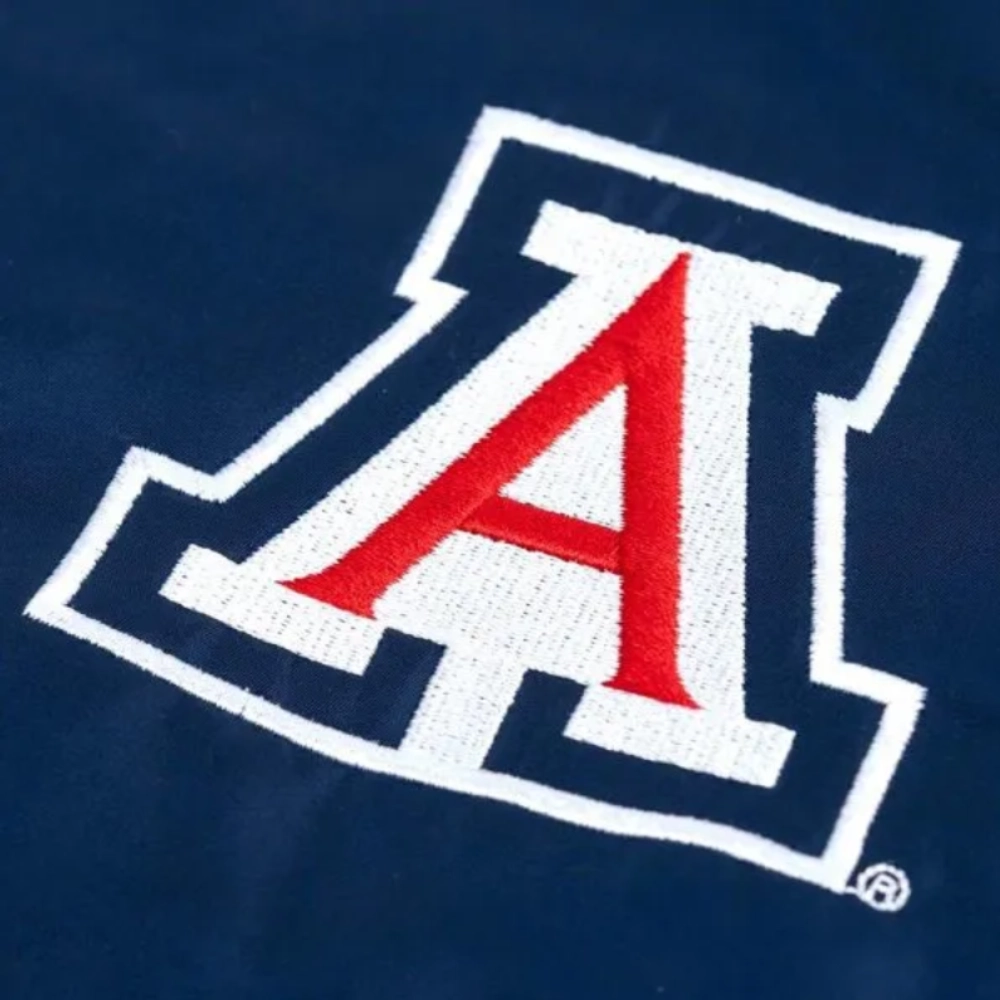 Arizona wildcats script retro navy satin varsity jacket 2