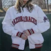 Arkansas razorbacks white satin varsity jacket 1