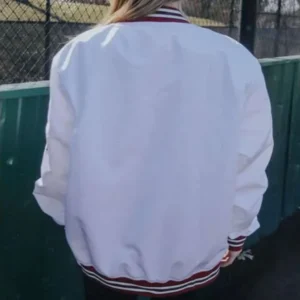 Arkansas razorbacks white satin varsity jacket 2