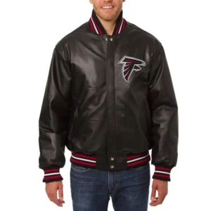 Atlanta falcons full black leather varsity jacket 1