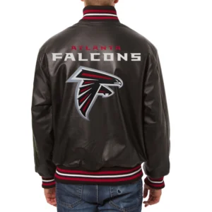 Atlanta falcons full black leather varsity jacket 2