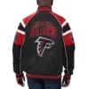 Atlanta falcons g iii sports by carl banks raglan black leather varsity jacket