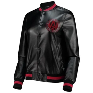 Atlanta united fc the wild collective womens black polyester varsity jacket 1