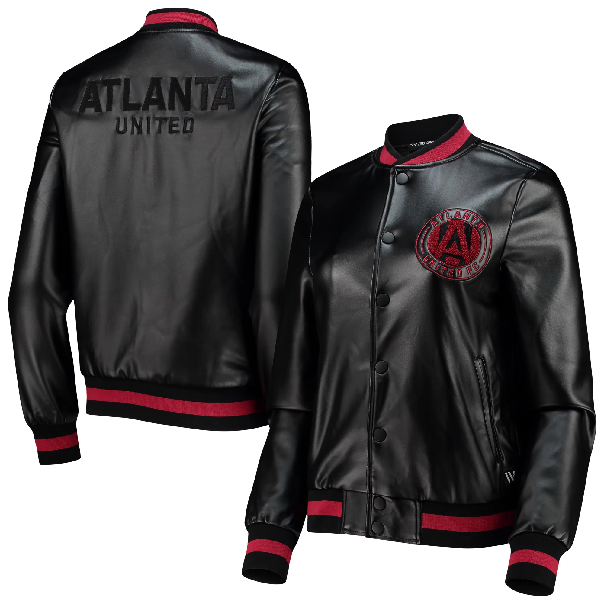 Atlanta united fc the wild collective womens black polyester varsity jacket 2