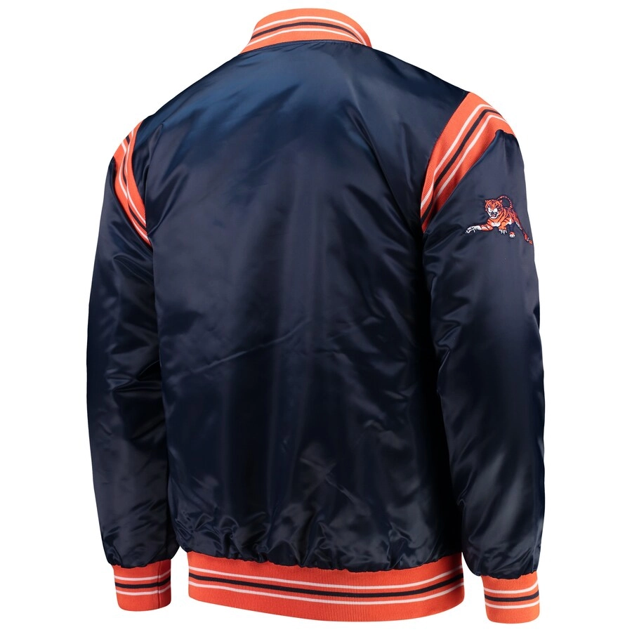 Auburn tigers enforcer full snap satin varsity jacket navy 1
