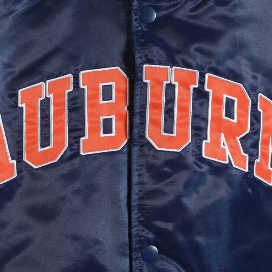 Auburn tigers enforcer full snap satin varsity jacket navy 2