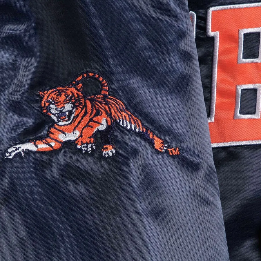 Auburn tigers enforcer full snap satin varsity jacket navy 3