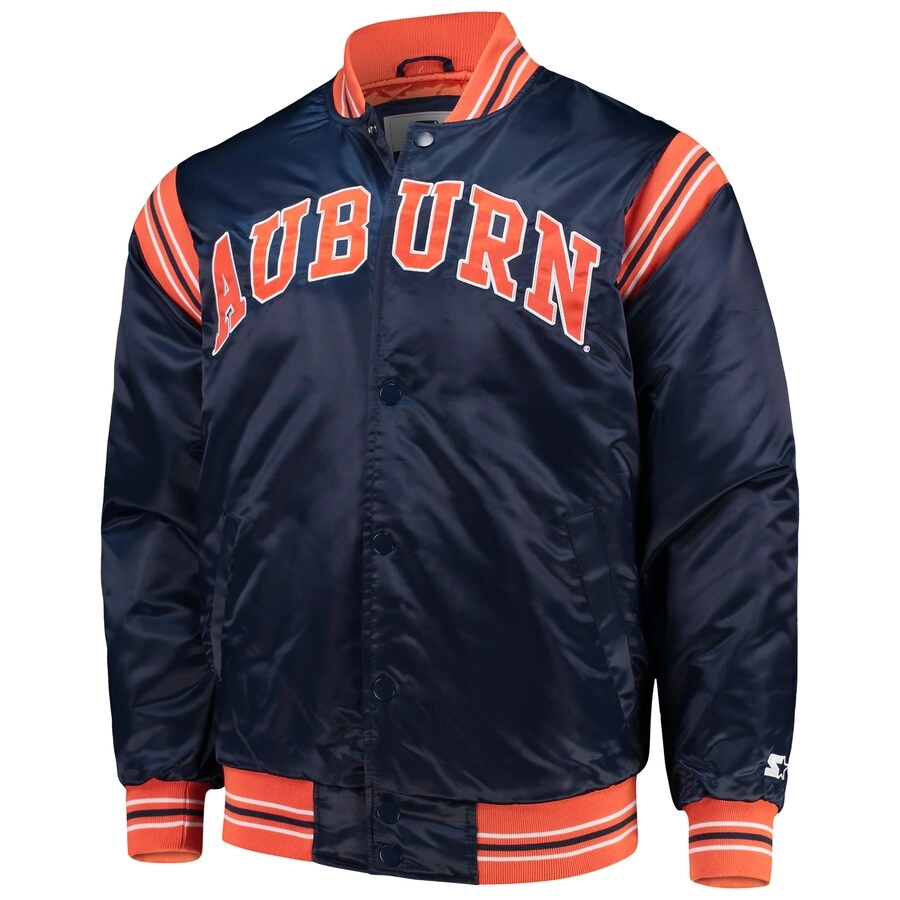 Auburn tigers enforcer full snap satin varsity jacket navy 5