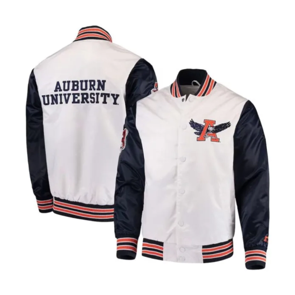 Auburn tigers the rookie white satin varsity jacket 1