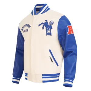 Baltimore colts retro classics wool leather cream jacket