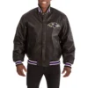 Baltimore ravens logo black leather varsity jacket 1