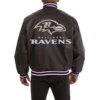 Baltimore ravens logo black leather varsity jacket 2