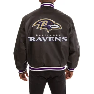 Baltimore ravens logo black leather varsity jacket 2