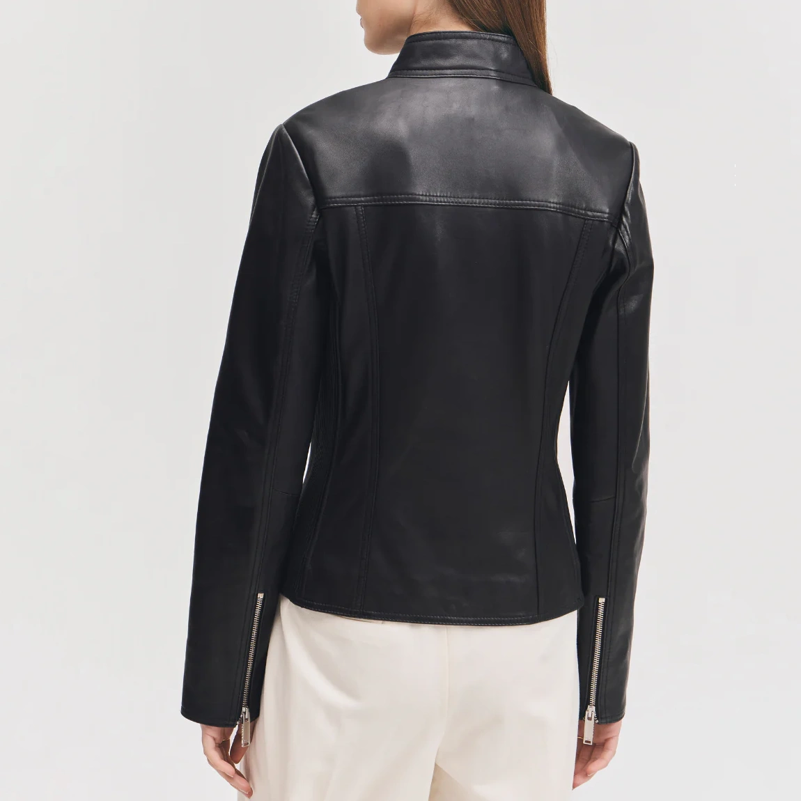 Black womens magalie leather jacket
