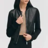 Black womens slim fit bomber jacket