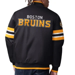 Boston bruins scout black satin varsity jacket 2