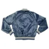 Brigham young university cougars bomber navy satin varsity jacket 2